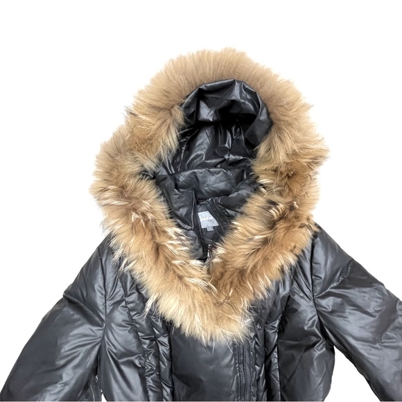 Jessie G. Puffer Coat Down Fur Belt Black Women’s Size L - Picture 9 of 16
